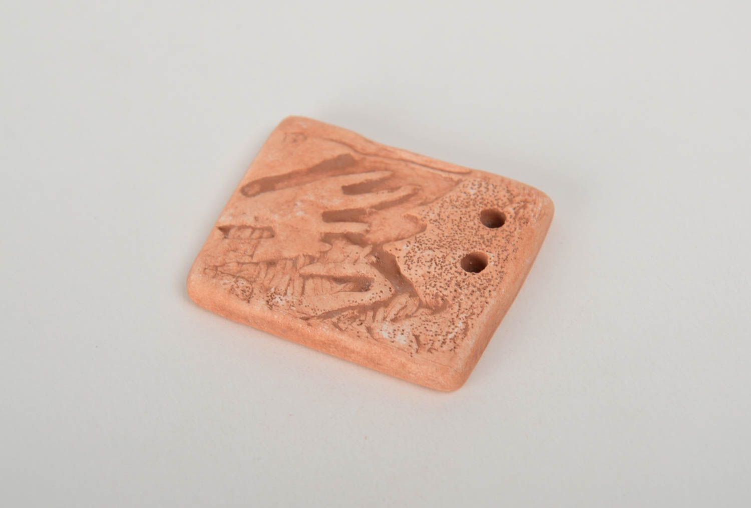 Small handmade rectangular clay blank pendant DIY designer jewelry photo 4