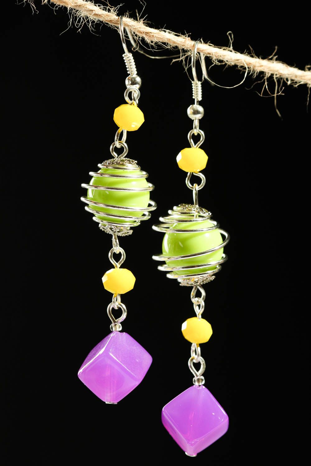 Handmade bright earrings stylish accessories designer jewelry for women  photo 1