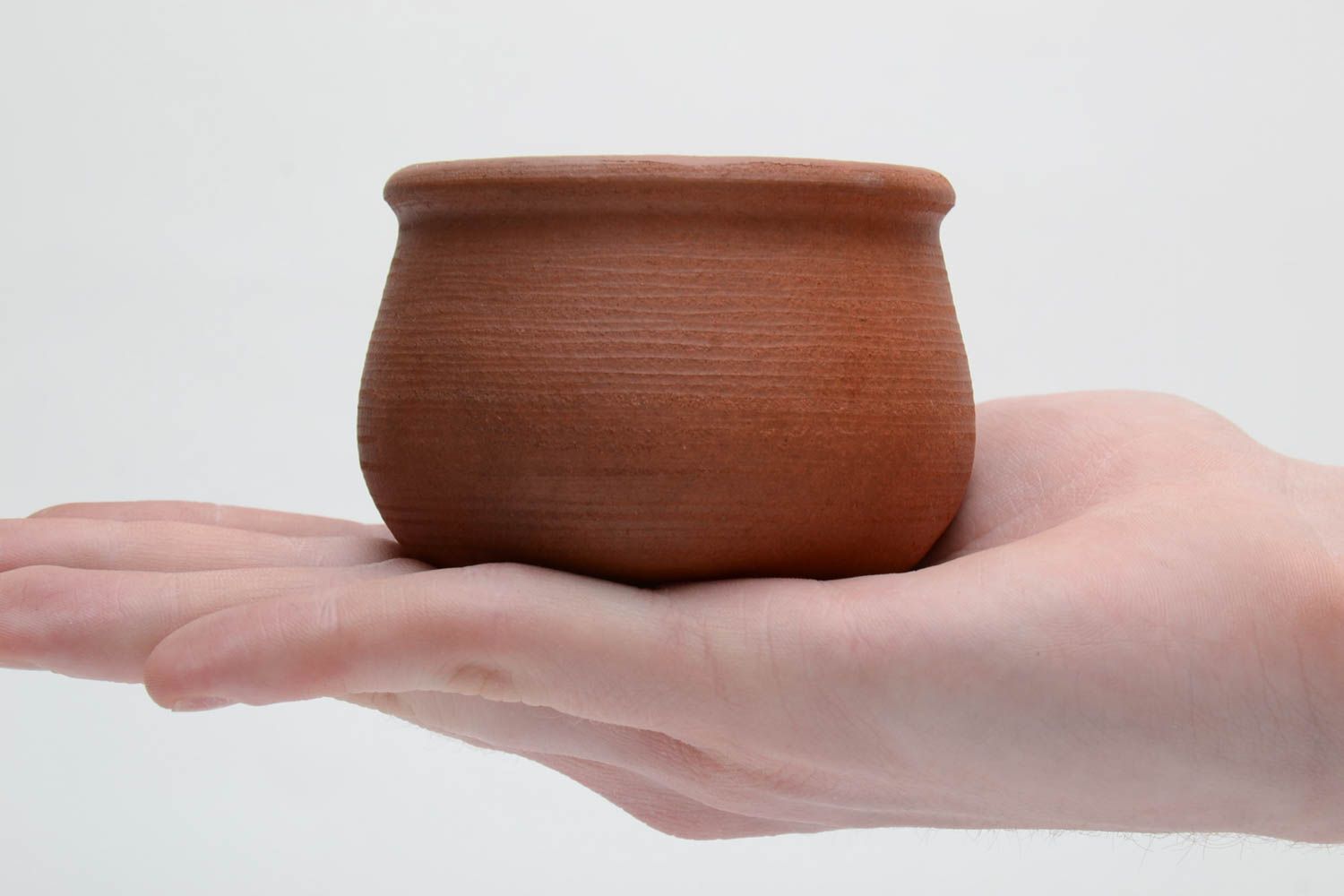 Saliera in argilla senza coperchio fatta a mano barattolo in ceramica per sale
 foto 5