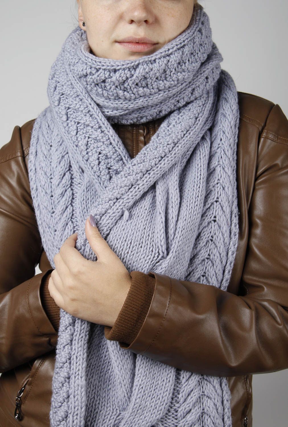 Designer winter scarf handmade knitted scarf winter accessories woolen scarf photo 2