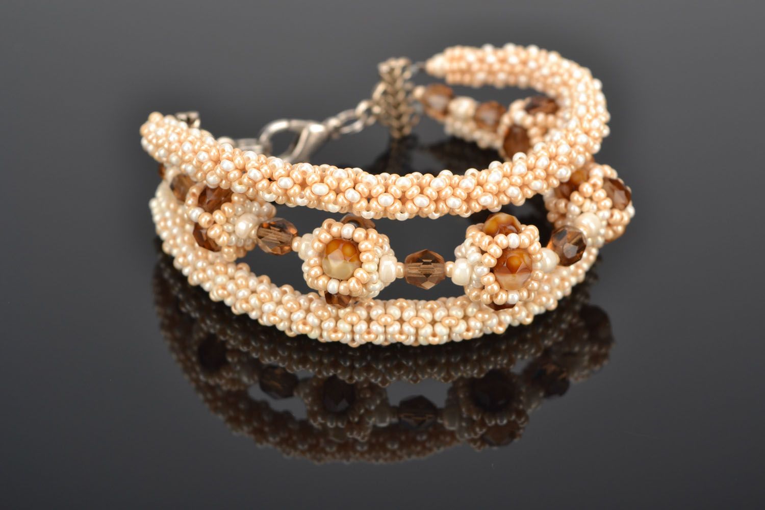 Caramel beads chain charm bracelet for girl photo 1