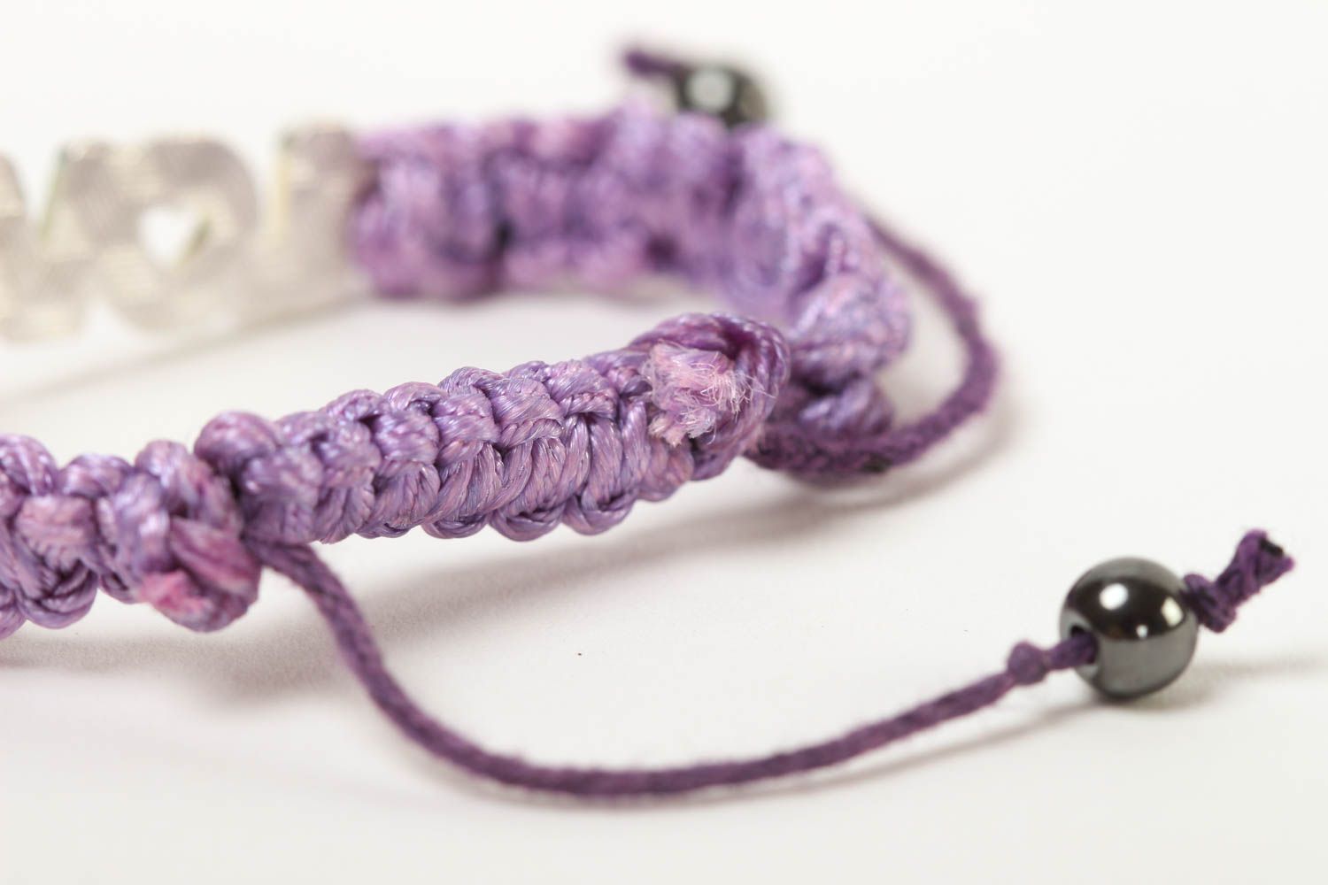 Браслет ручной работы браслет из шнурков сиреневого цвета плетеный браслет фото 4