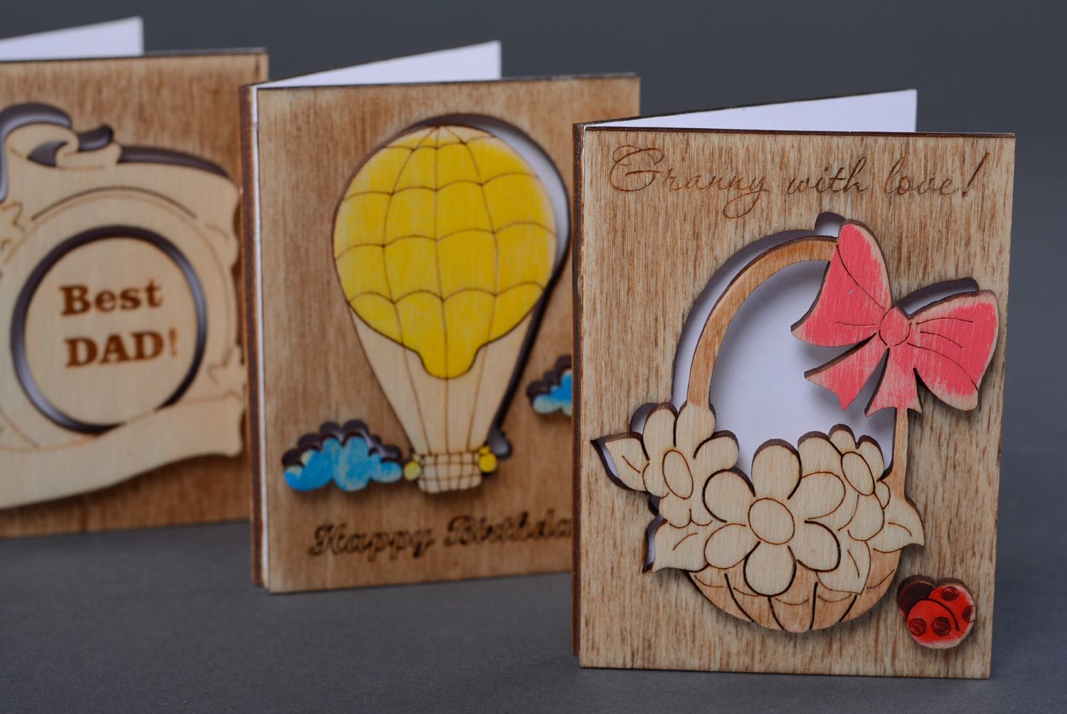 Engraved plywood greeting card photo 5
