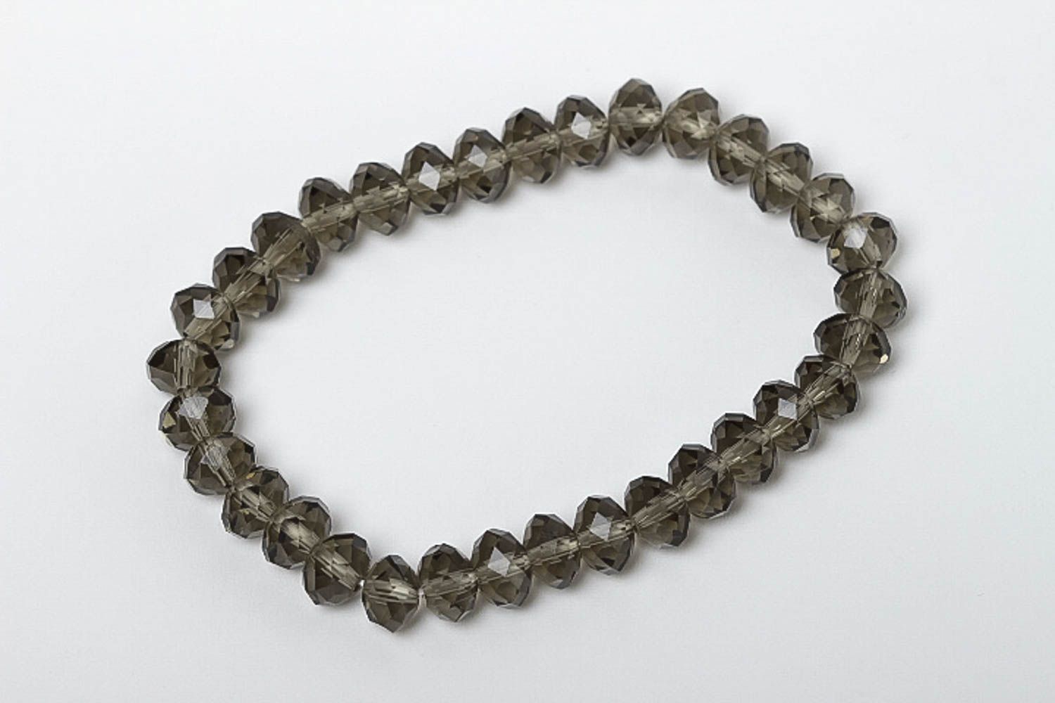 Handmade transparent light glass beads bracelet on an elastic string photo 2