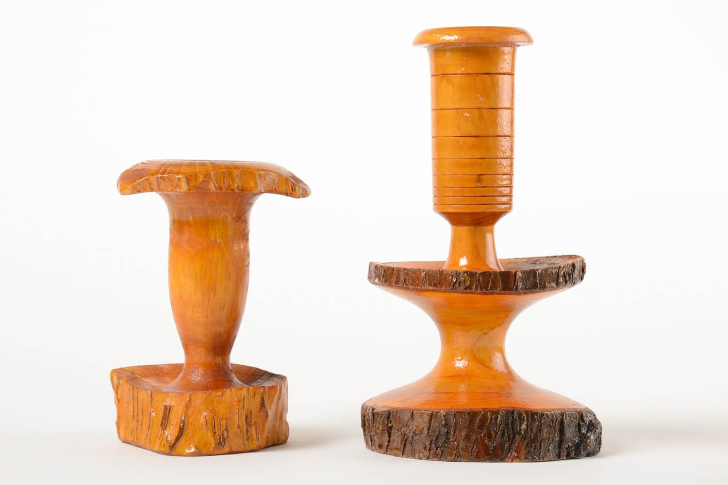 Handmade candlestick wooden candle holders set of 2 items decor ideas  photo 2