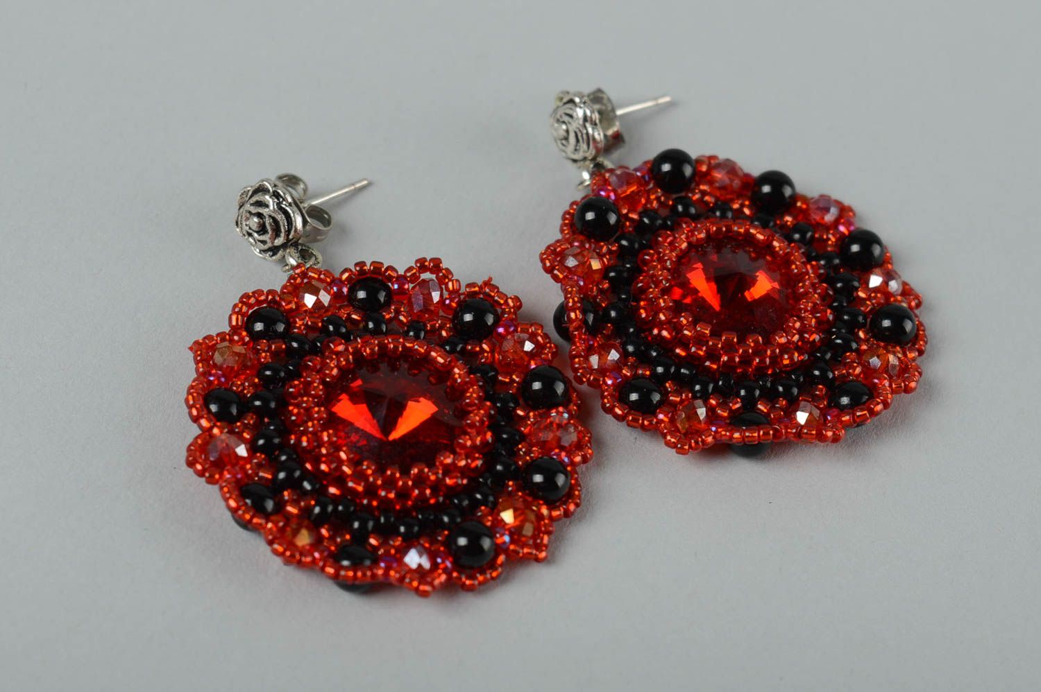 Handmade earrings earrings with beads and agate fashion earrings with crystals  photo 4