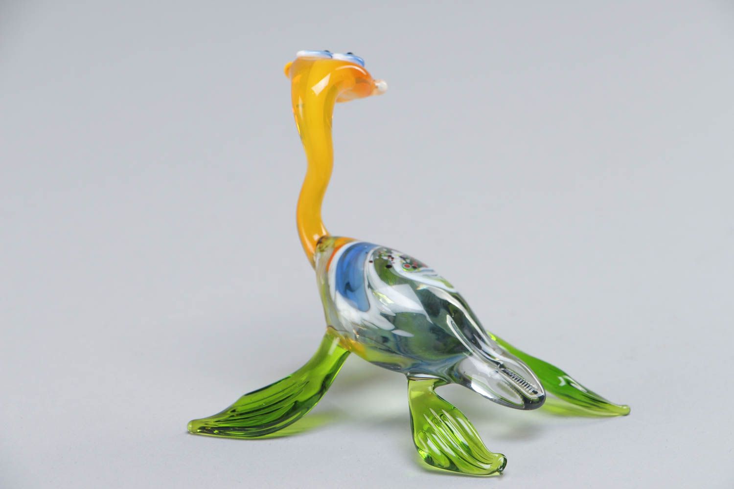 Handmade collectible lampwork glass miniature animal figurine of colorful turtle photo 4