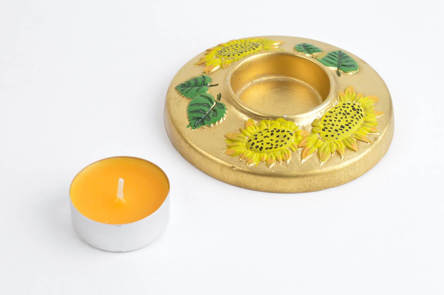 Kerzenständer aus Gips handmade Kerzenhalter für Teelicht toll Deko aus Gips foto 2