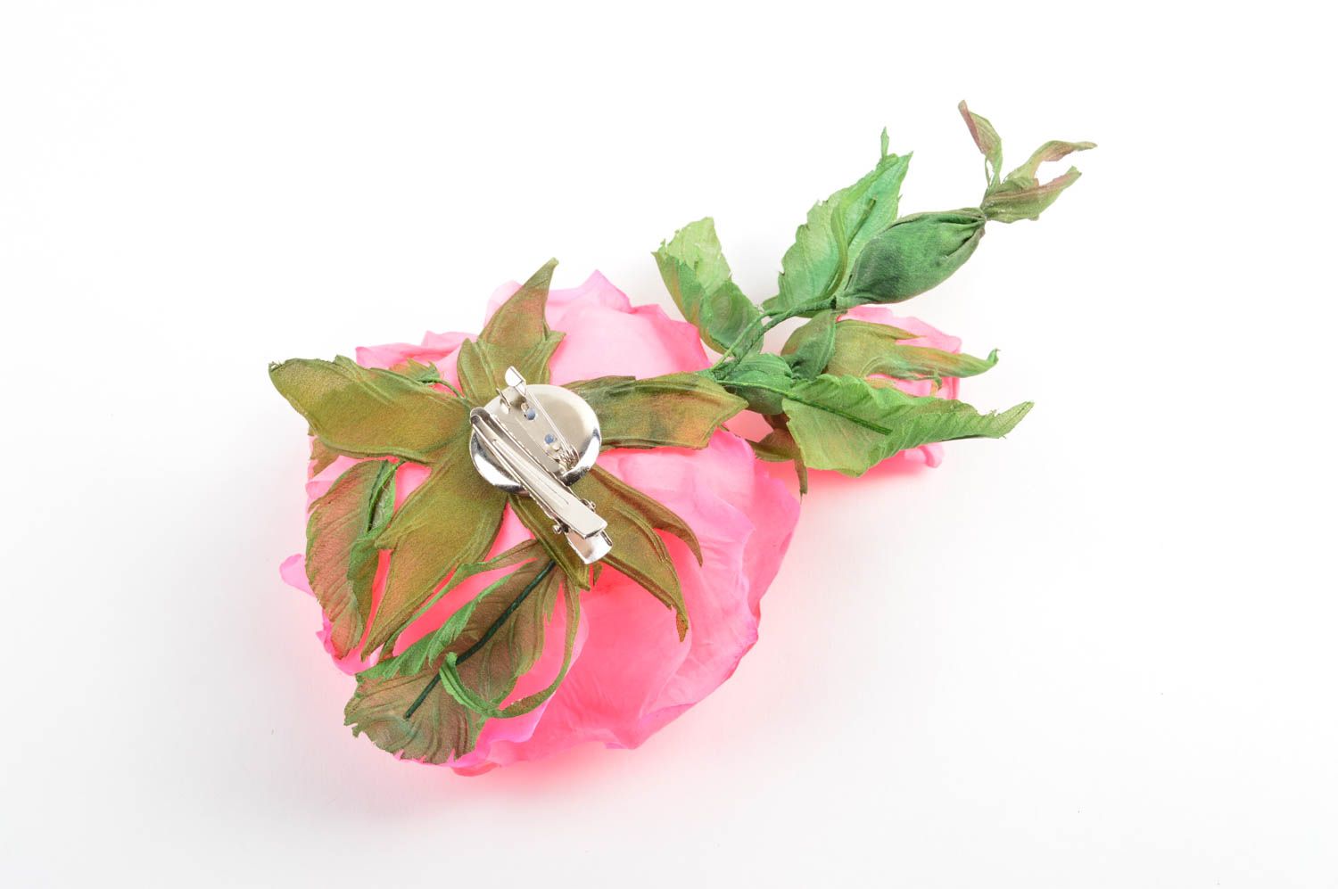 Broche de flor rosa  hecho a mano accesorio para ropa y pelo bisutería de mujer  foto 4