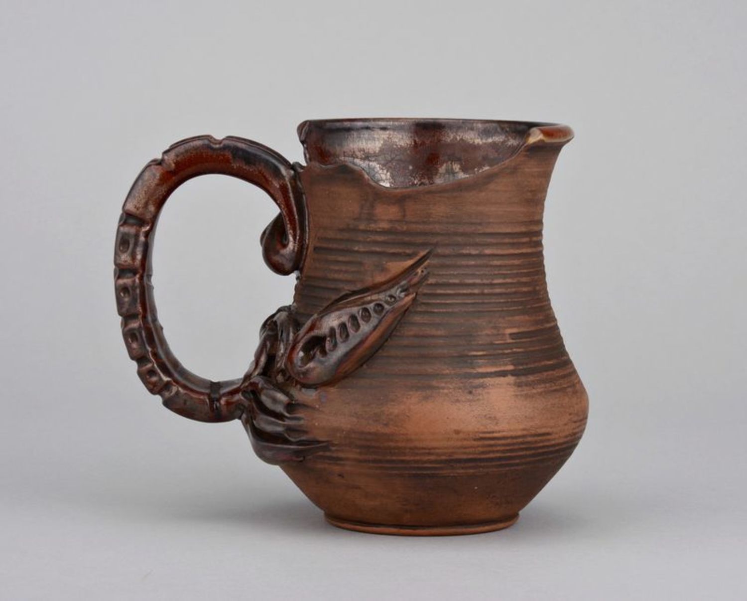 30 oz ceramic handmade pitcher jar with Scorpion pattern 0,9 lb photo 4