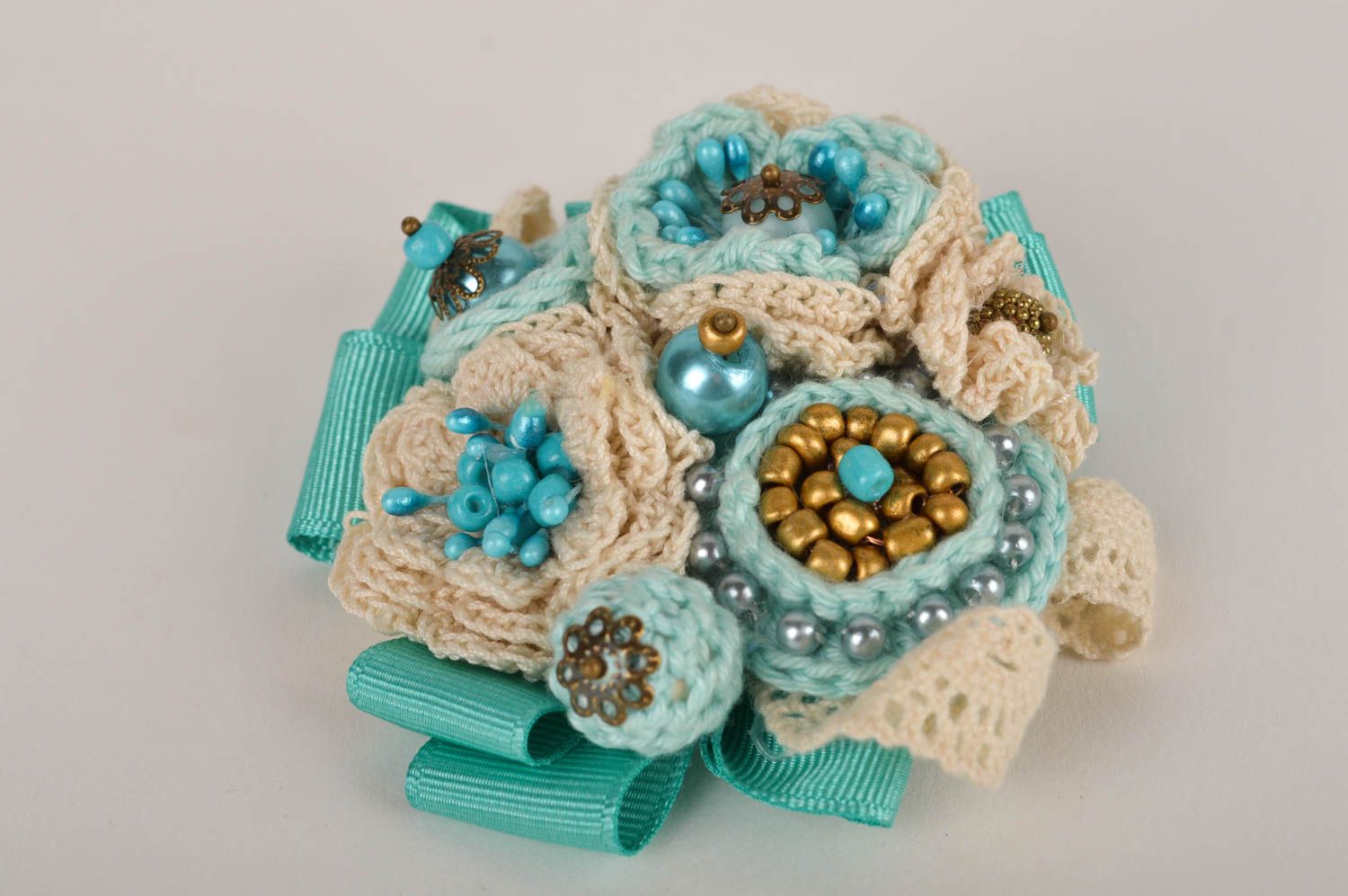 Beautiful handmade textile brooch flower brooch jewelry hair clip gifts for her photo 2