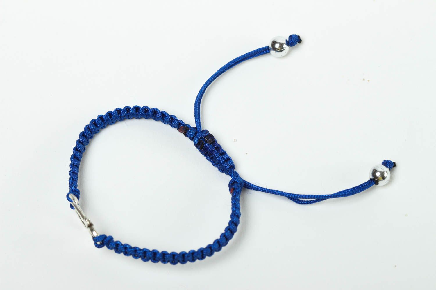 Bracelet en fils Bijou fait main bleu design fin original Accessoire femme photo 2
