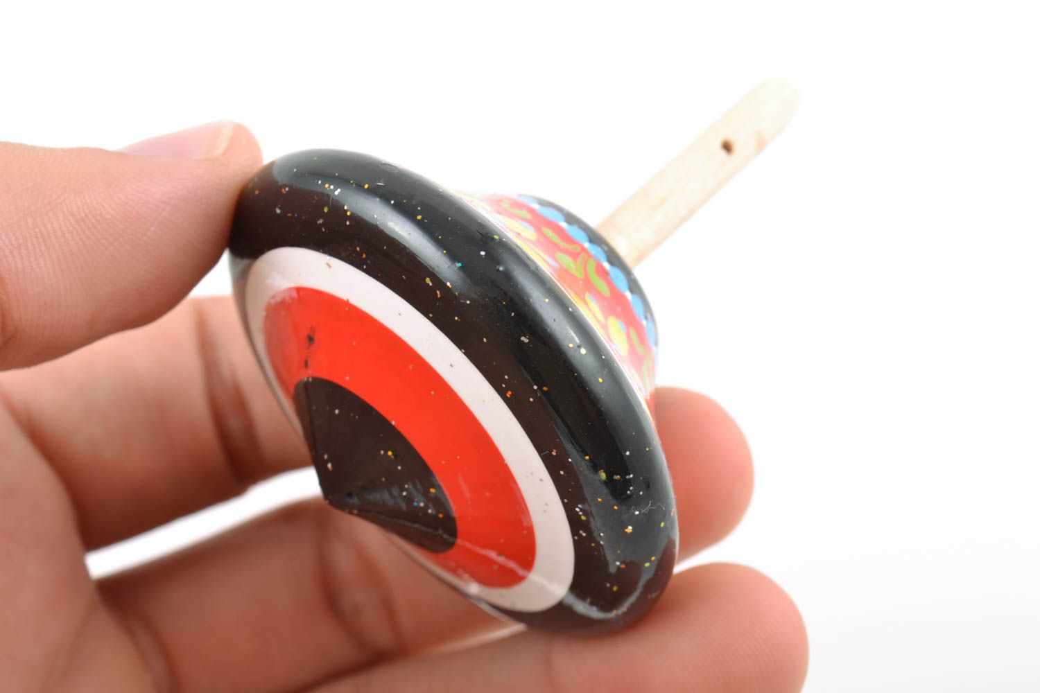 Bright painted handmade wooden toy spinning top for children photo 2