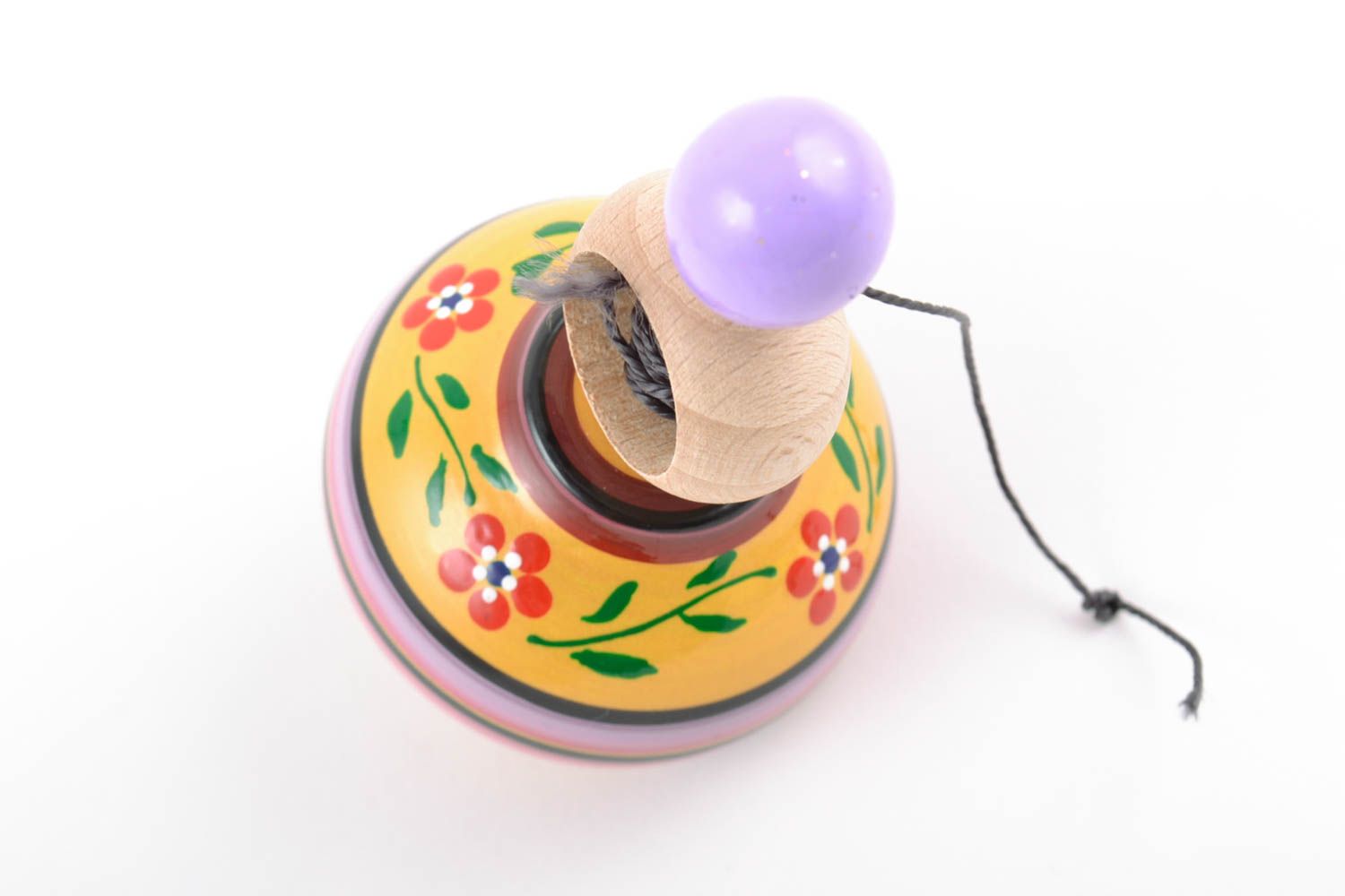 Children's handmade painted wooden spinning top educational toy photo 3