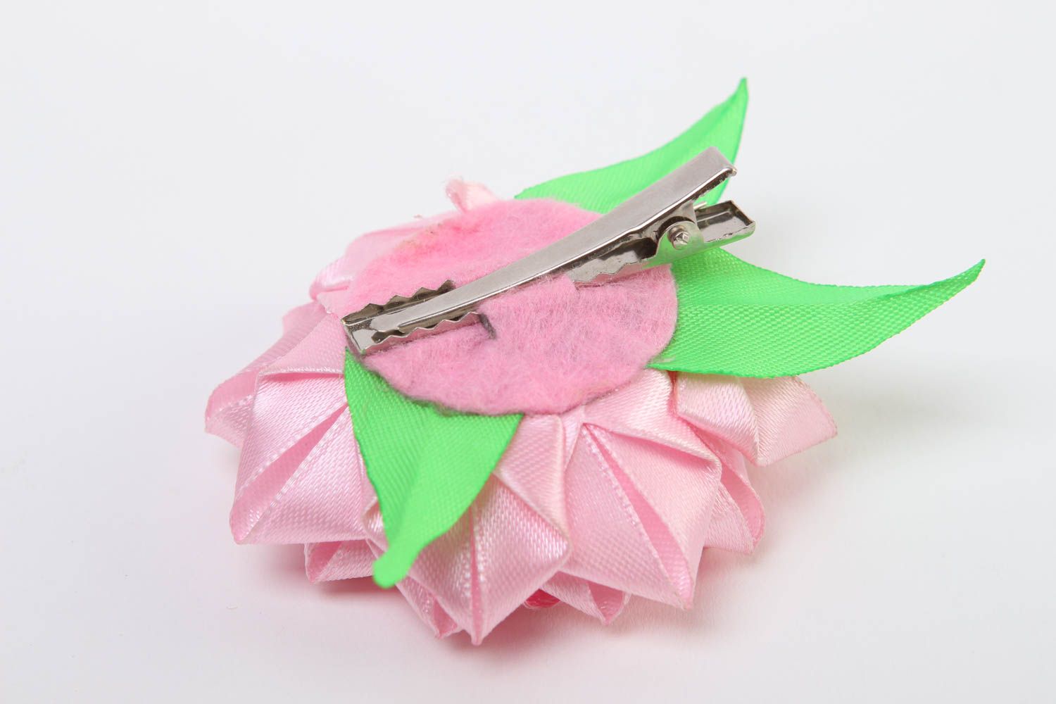 Handmade flower hair clip unusual tender pink hair clip cute romantic accessory photo 4