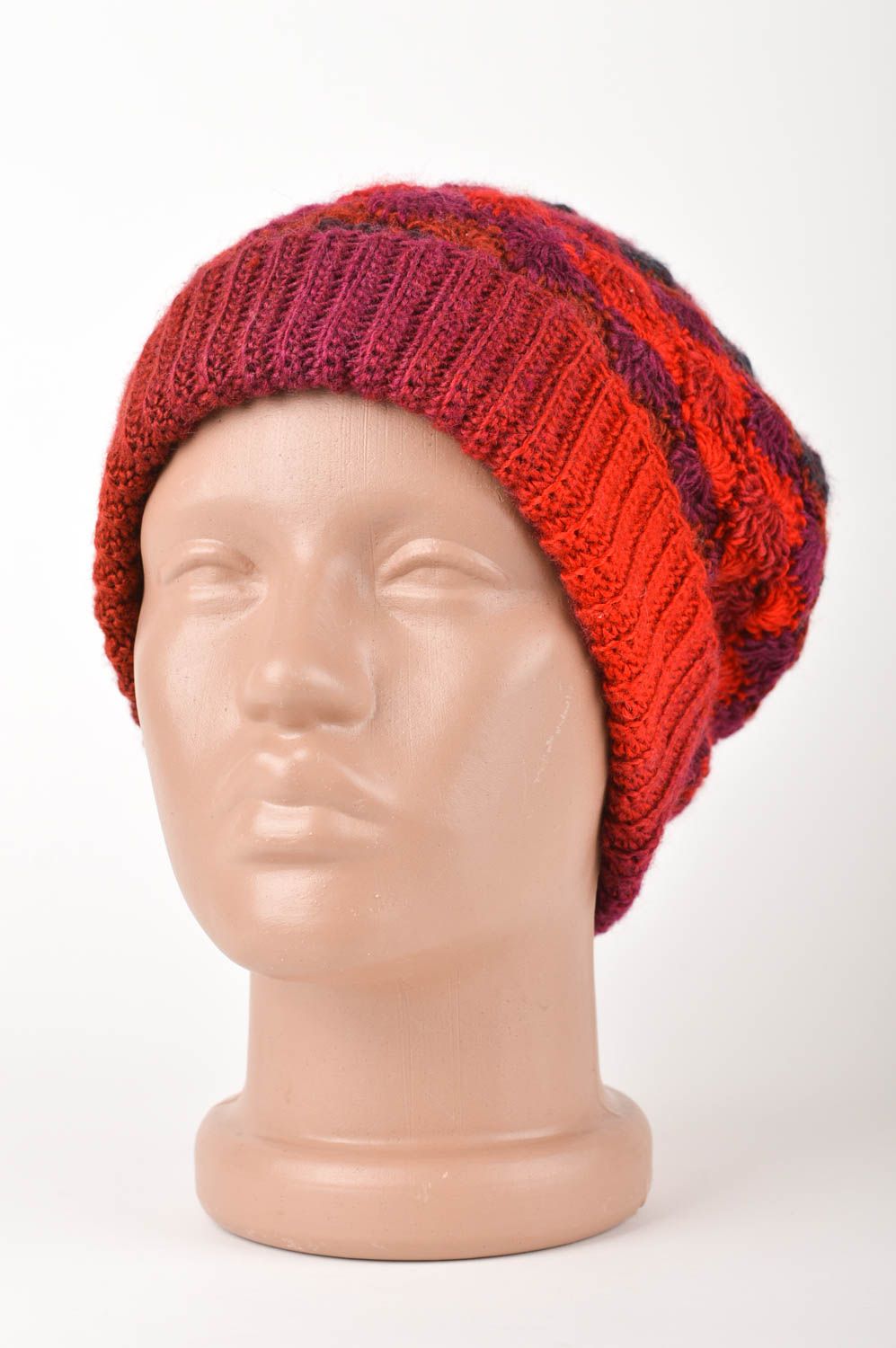 Handmade winter cap stylish warm headwear unusual colorful cap woolen hat photo 1