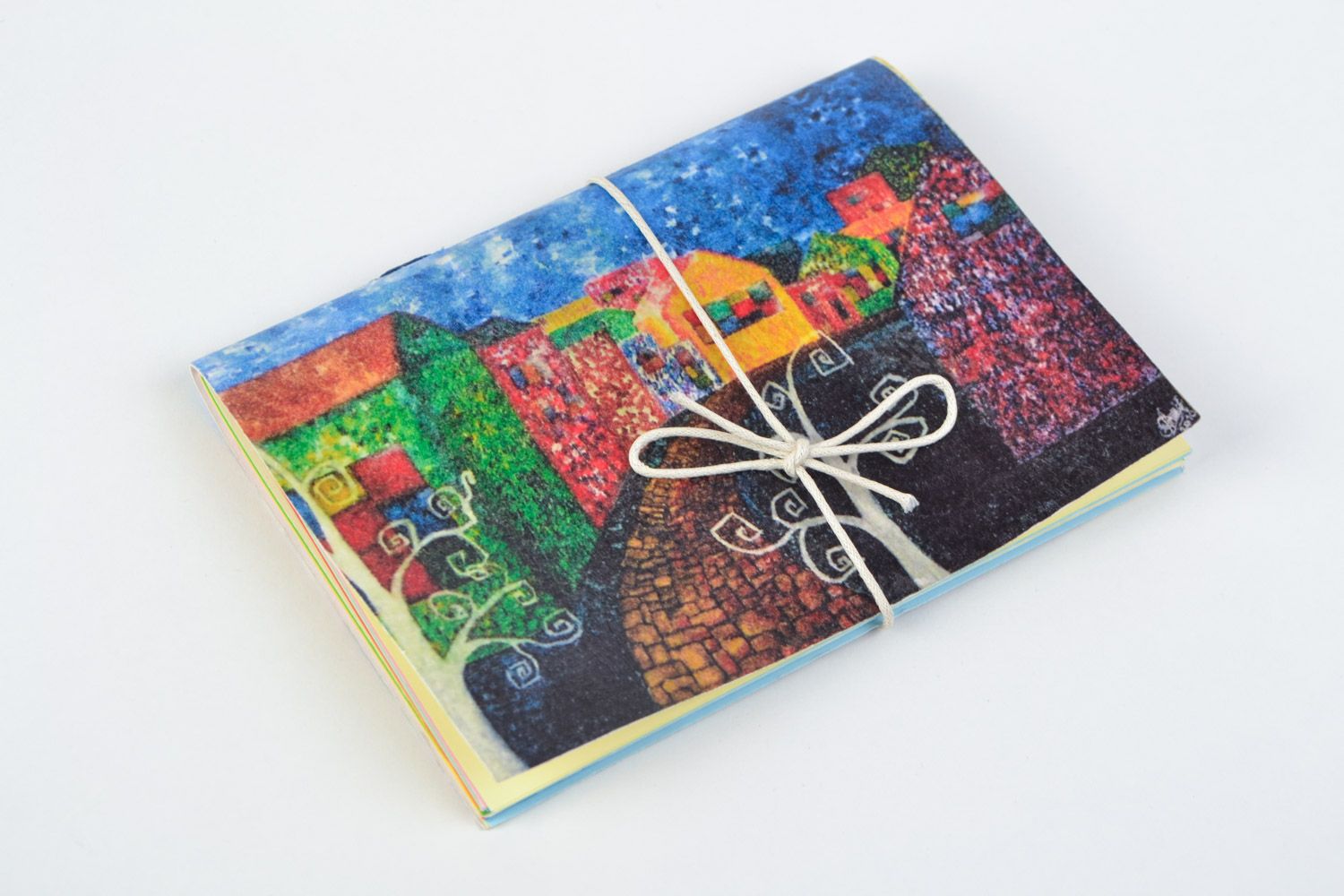Handmade notebook with colorful designer painting on cover for 48 pages photo 1