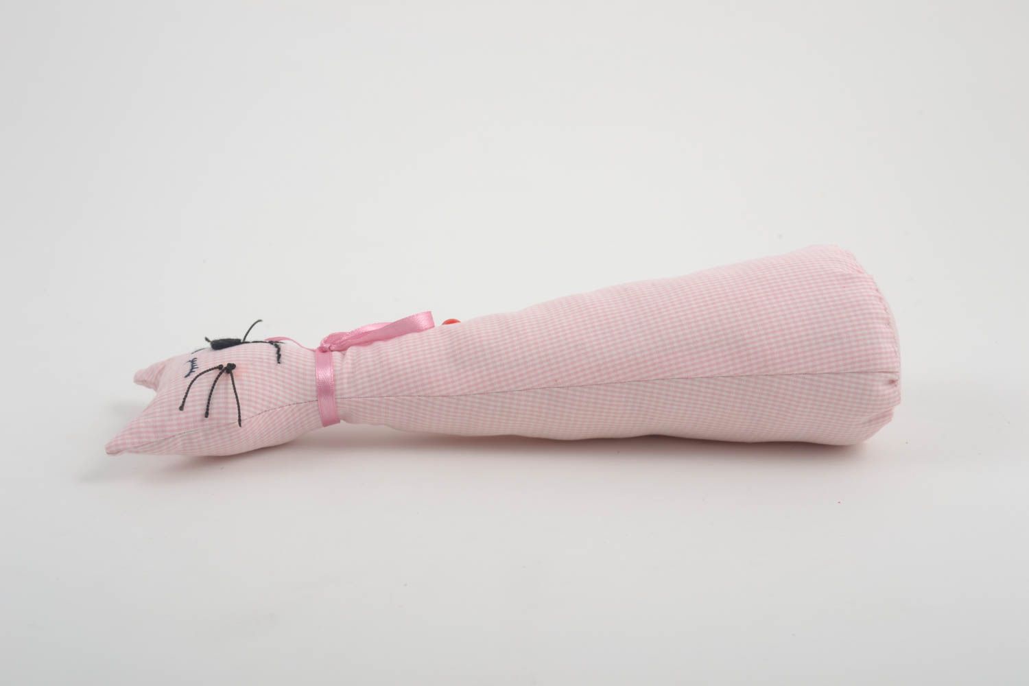 Игрушка кот ручной работы детская игрушка розовая мягкая игрушка из ткани фото 4