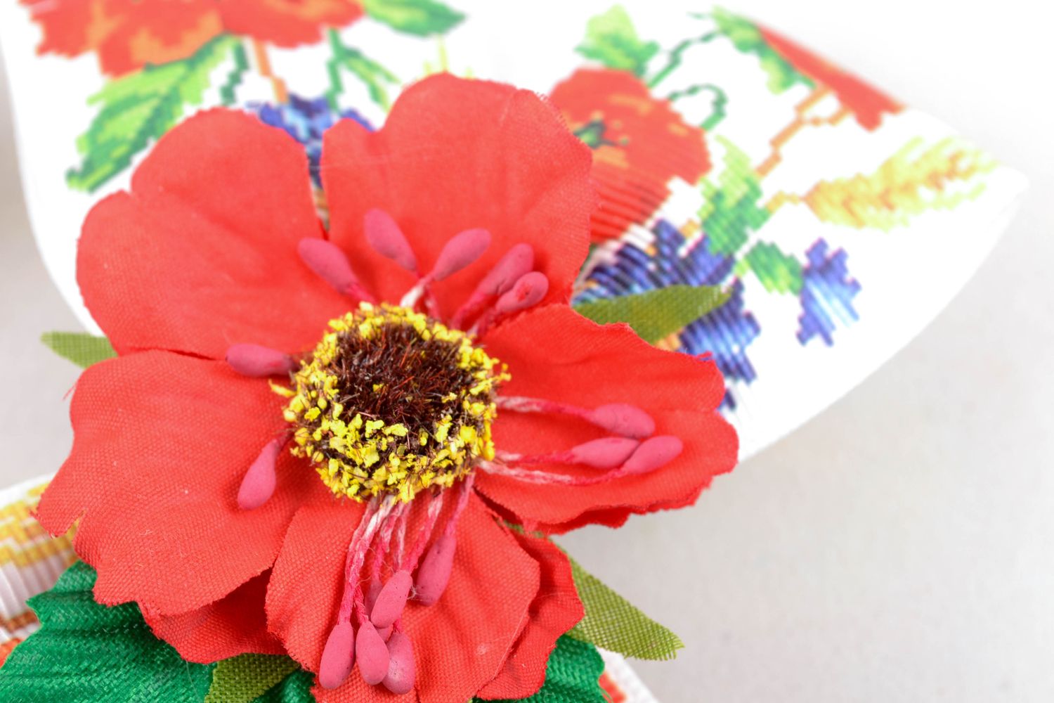 Haarnadel Schleife aus Ripsbändern mit Blumen foto 2