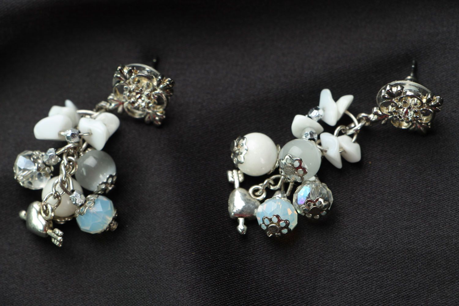 Jewelry set with moonstone and cacholong photo 3