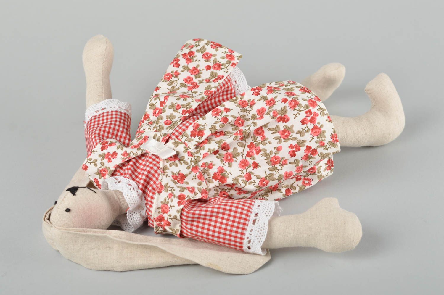 Coniglio di stoffa fatto a mano pupazzo ecologico originale regalo per bambina foto 2