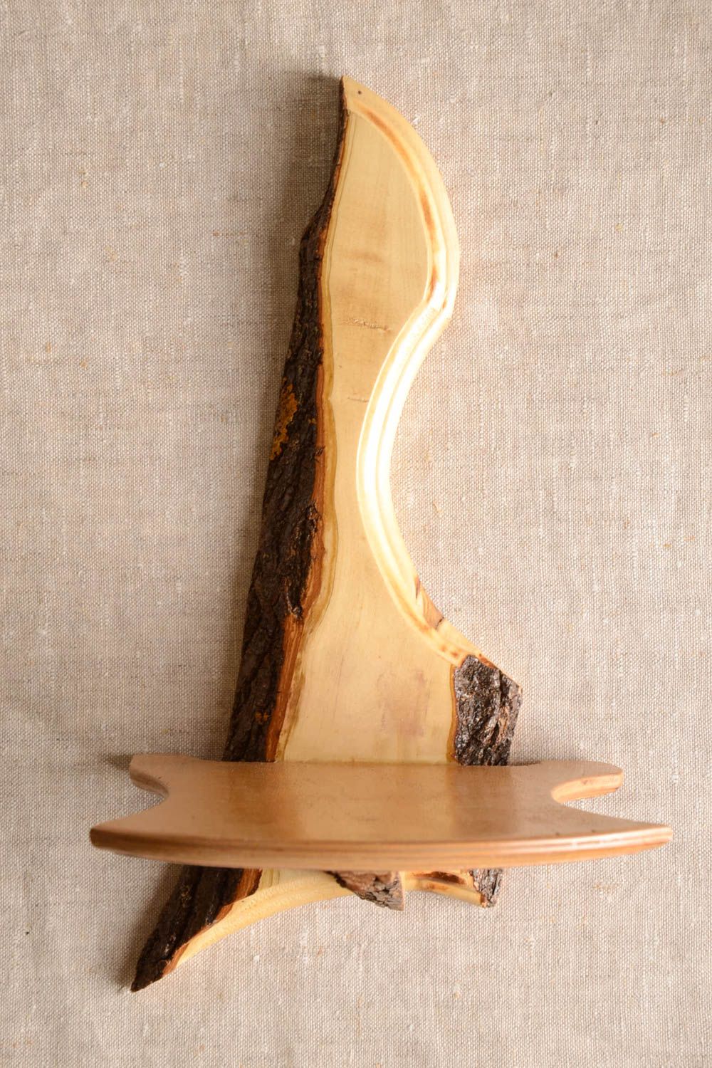 Мебель из дерева ручной работы полка на стену предмет интерьера лакированная фото 1