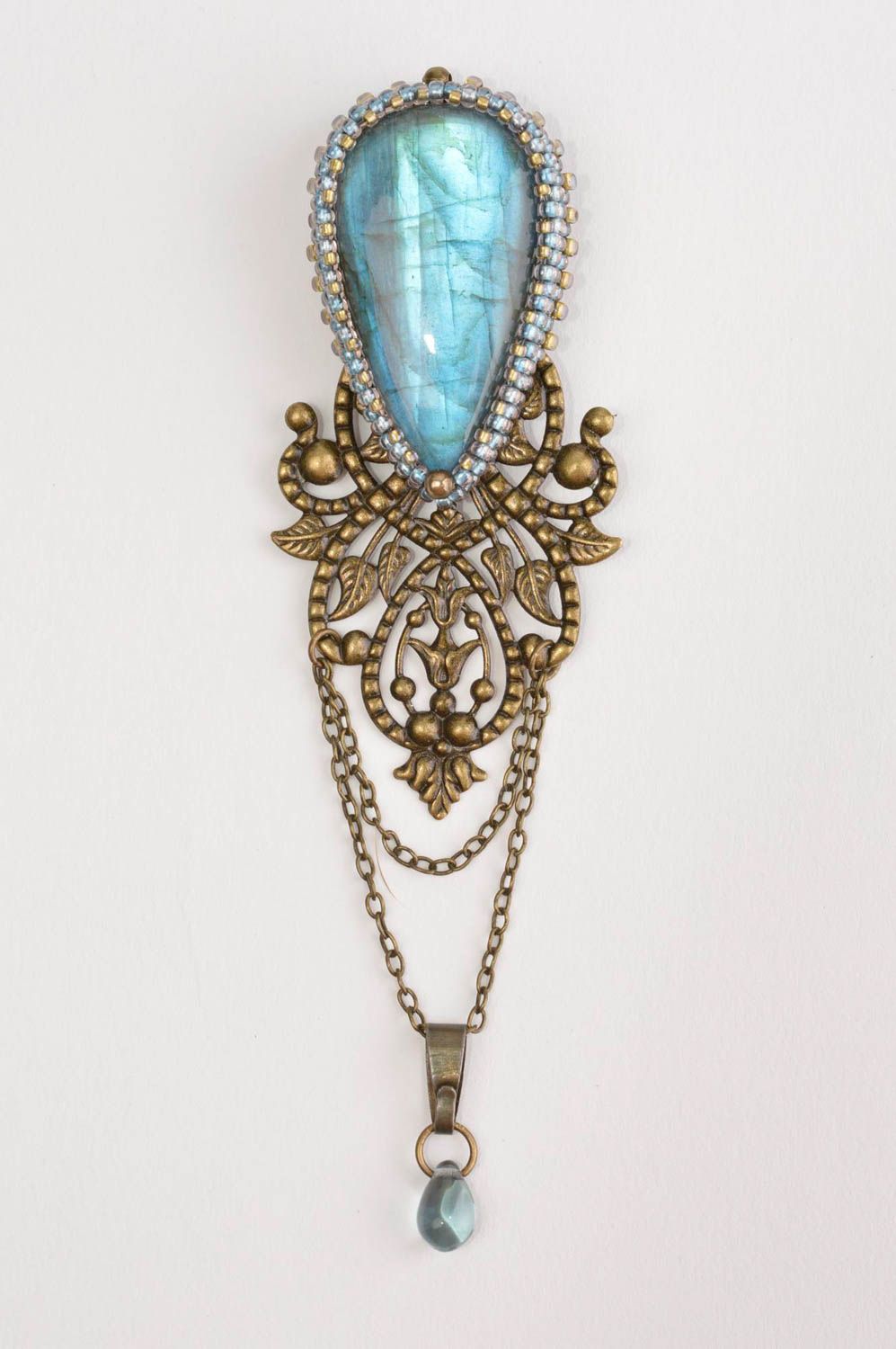 Metal brooch handmade beaded brooch vintage brooch designer jewelry for women photo 2