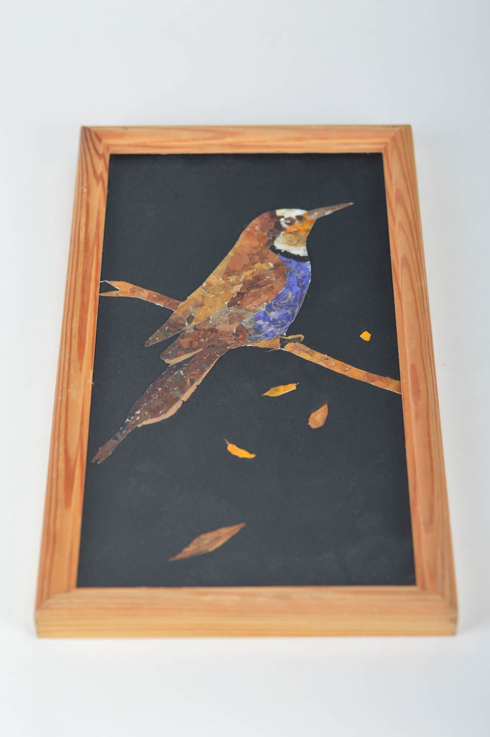 Cuadro moderno hecho a mano con pájaro regalo original decoración de interior foto 1