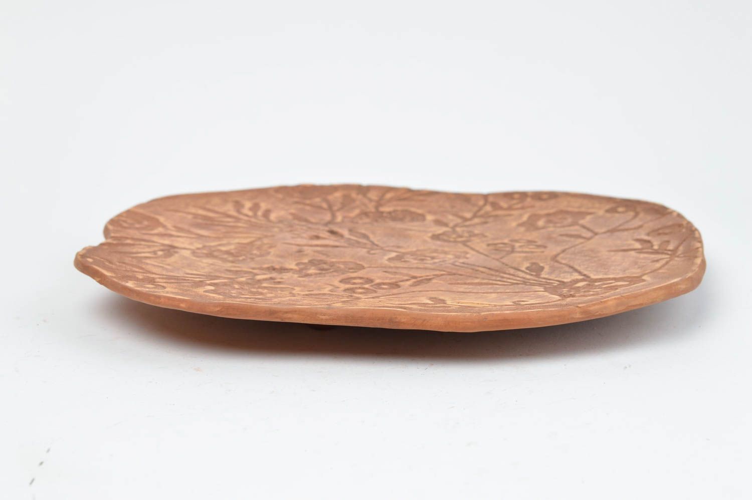 Необычная керамическая тарелка ручной работы из глины оригинальная для фруктов  фото 3