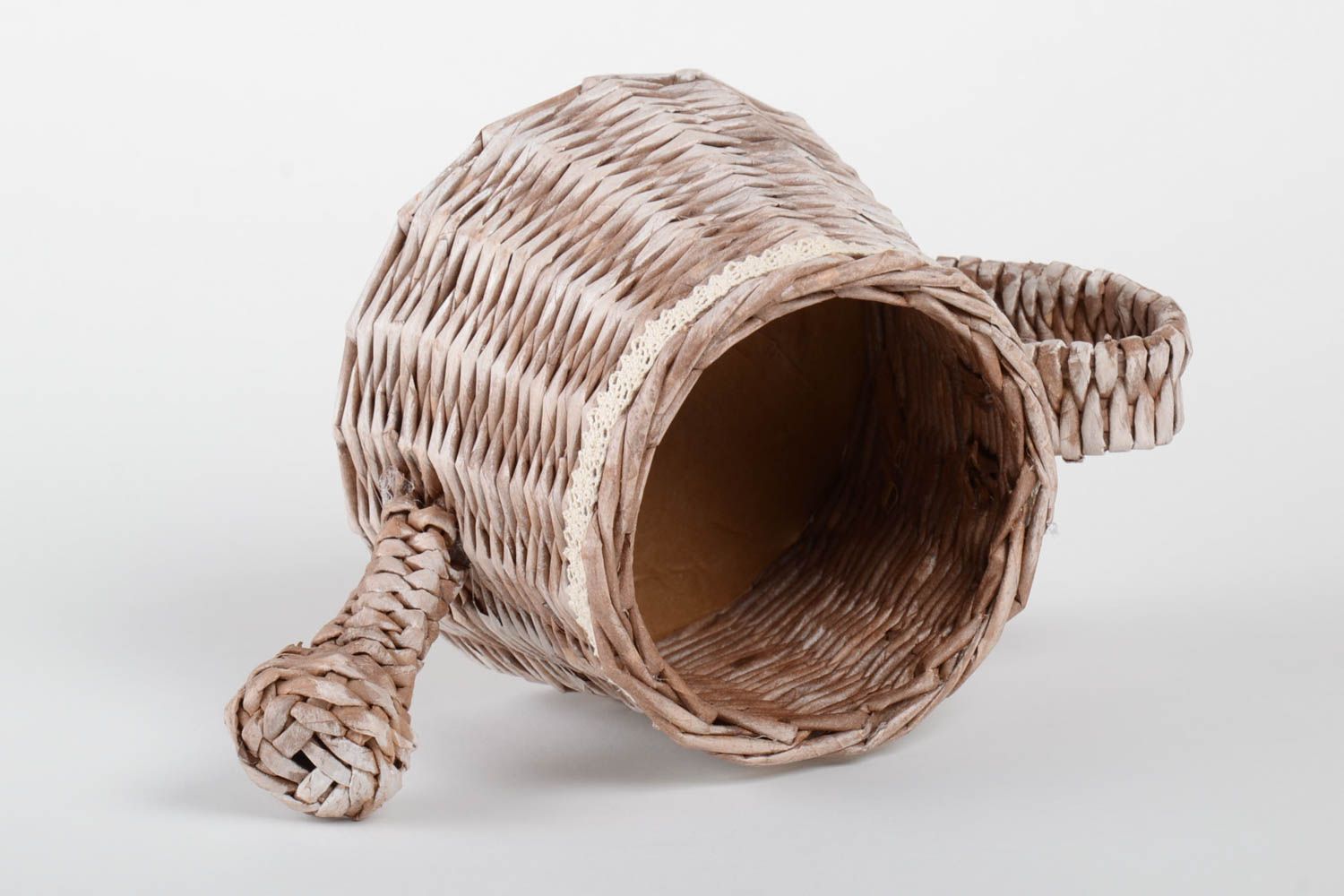 Beautiful handmade woven paper basket interior decorating unusual gift ideas photo 3