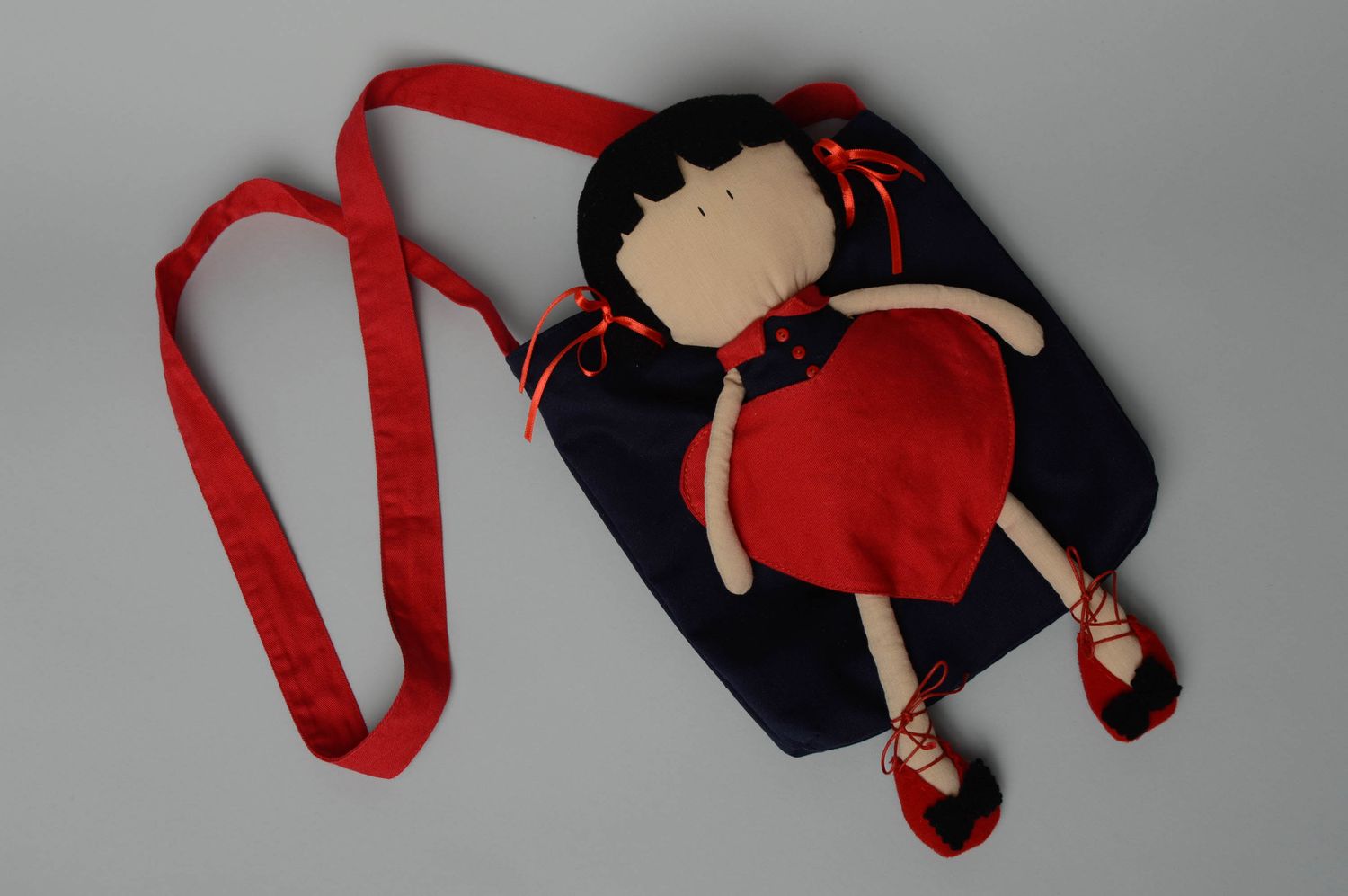Children's fabric bag with doll photo 1