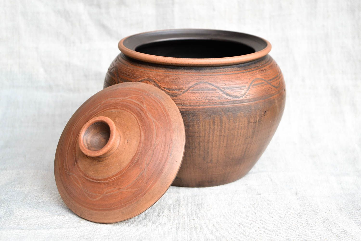 Handmade Keramik Topf Ton Geschirr Küchen Deko großer Topf originell 2 Liter foto 3