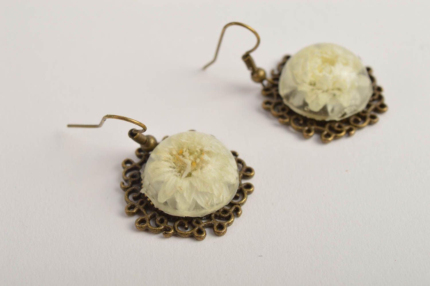 Handmade earrings flower jewelry epoxy resin vintage earrings gifts for girls photo 5