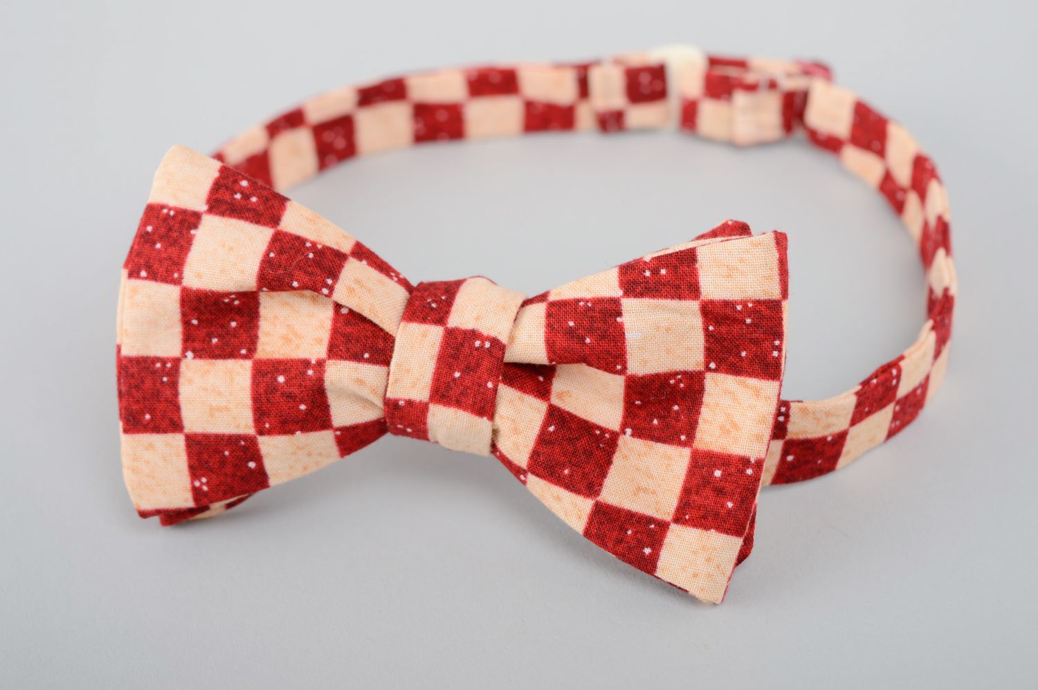 Checkered fabric bow tie  photo 1