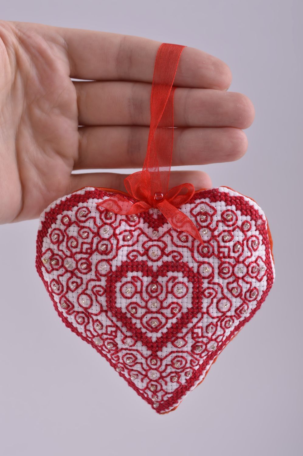 Décoration Coeur à suspendre fait main Déco noel Décoration intérieur rouge photo 5