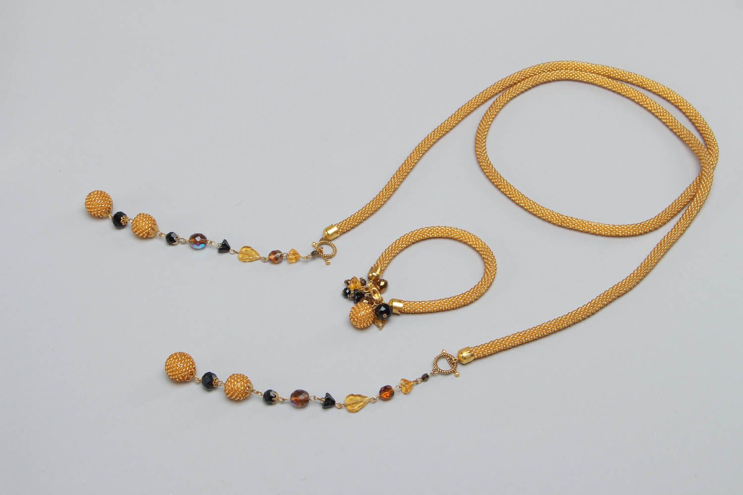 Bracelet et collier en perles de rocaille lariat 110 mm faits main bijoux photo 2