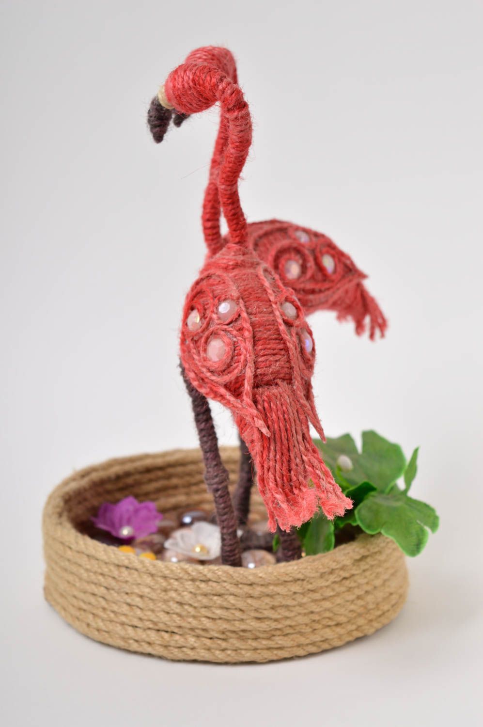 Handmade Deko Miniatur Figur Designer Geschenk Deko Ideen Haus Flamingo grell foto 5