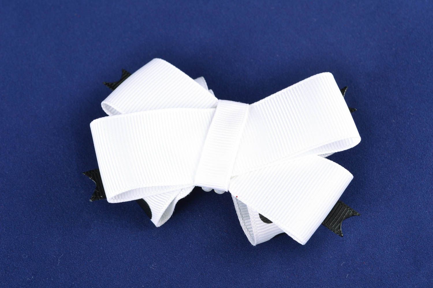 Black and white bow for handmade hair clip photo 3