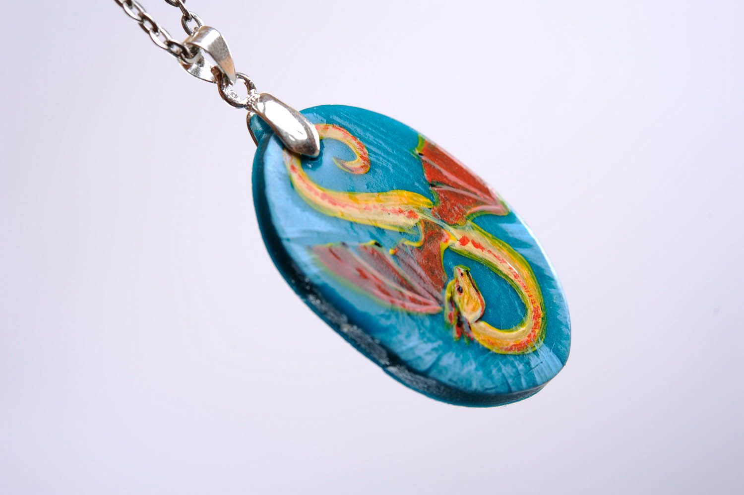 Pendant made ​​of polymer clay Flying Dragon photo 1