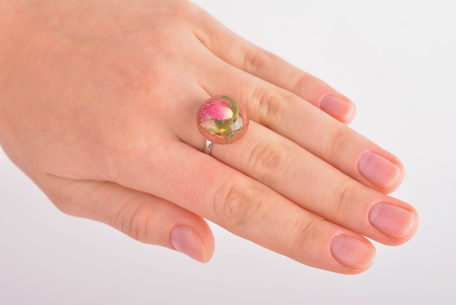 Handmade Blumen Ring Damen Modeschmuck Accessoire für Frauen mit Strohblume foto 2