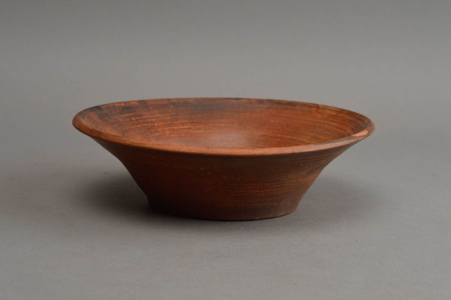 Homemade decorative small brown ceramic bowl with narrow bottom eco friendly photo 2