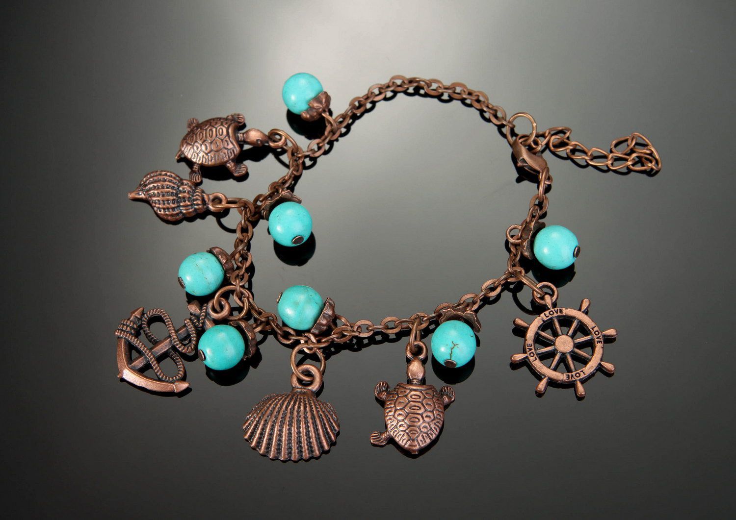 Copper bracelet with turquoise photo 2