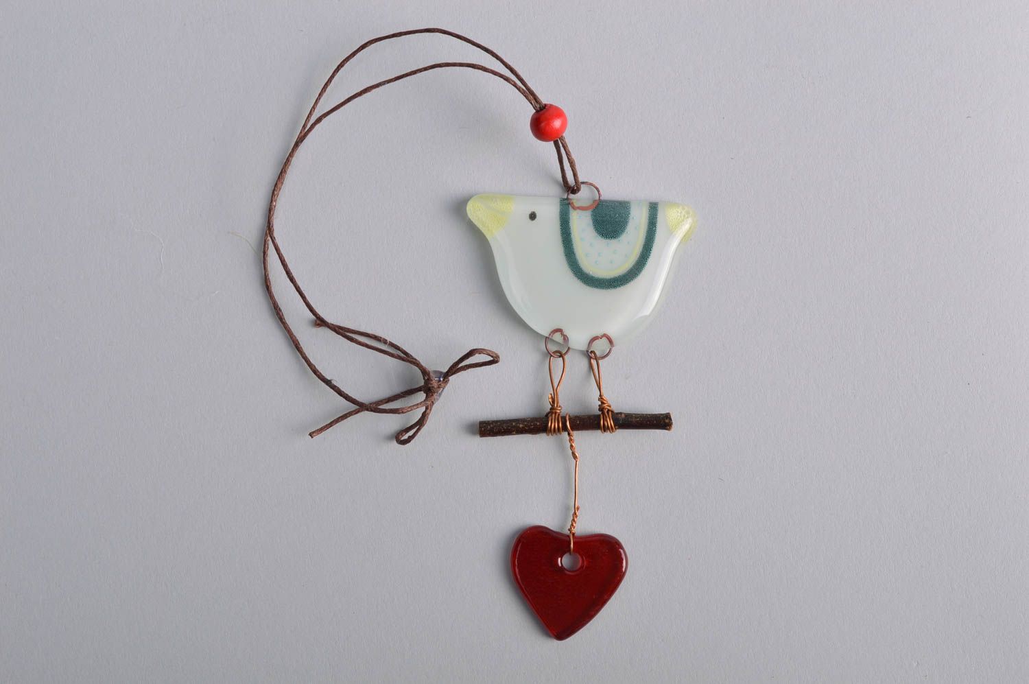 Designer handmade wall pendant for home bird created using fusing technique photo 2