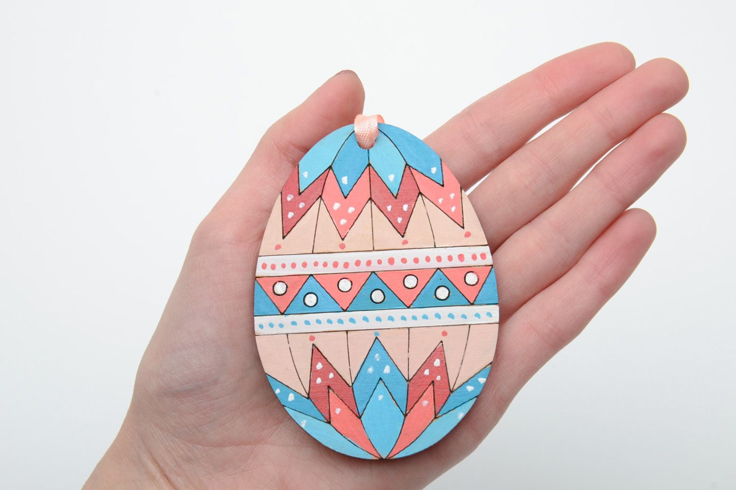 Flat plywood egg painted with acrylics photo 5