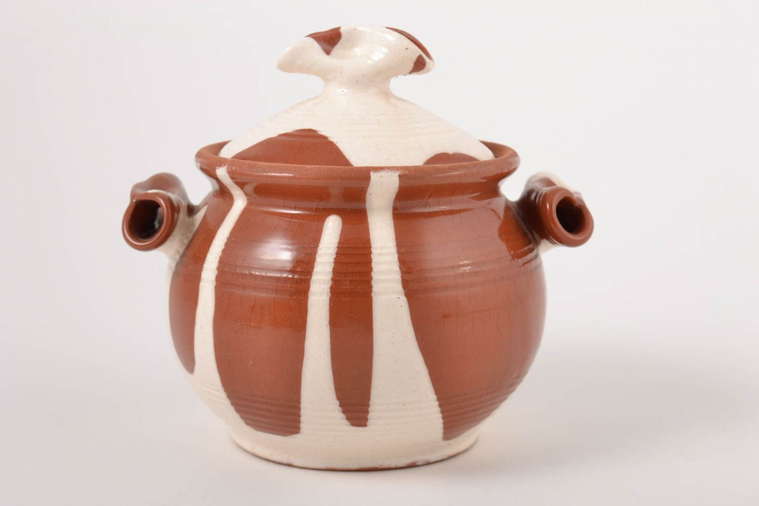 Handmade Tontopf mit Deckel Keramik Topf bemaltes Keramik Geschirr Topf aus Ton  foto 2