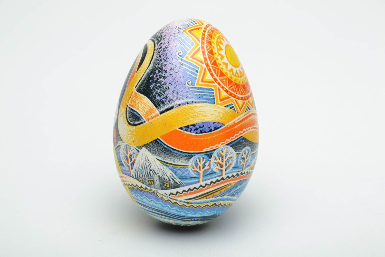 Designer Easter egg with scratched ornament Ukrainian Girl photo 4