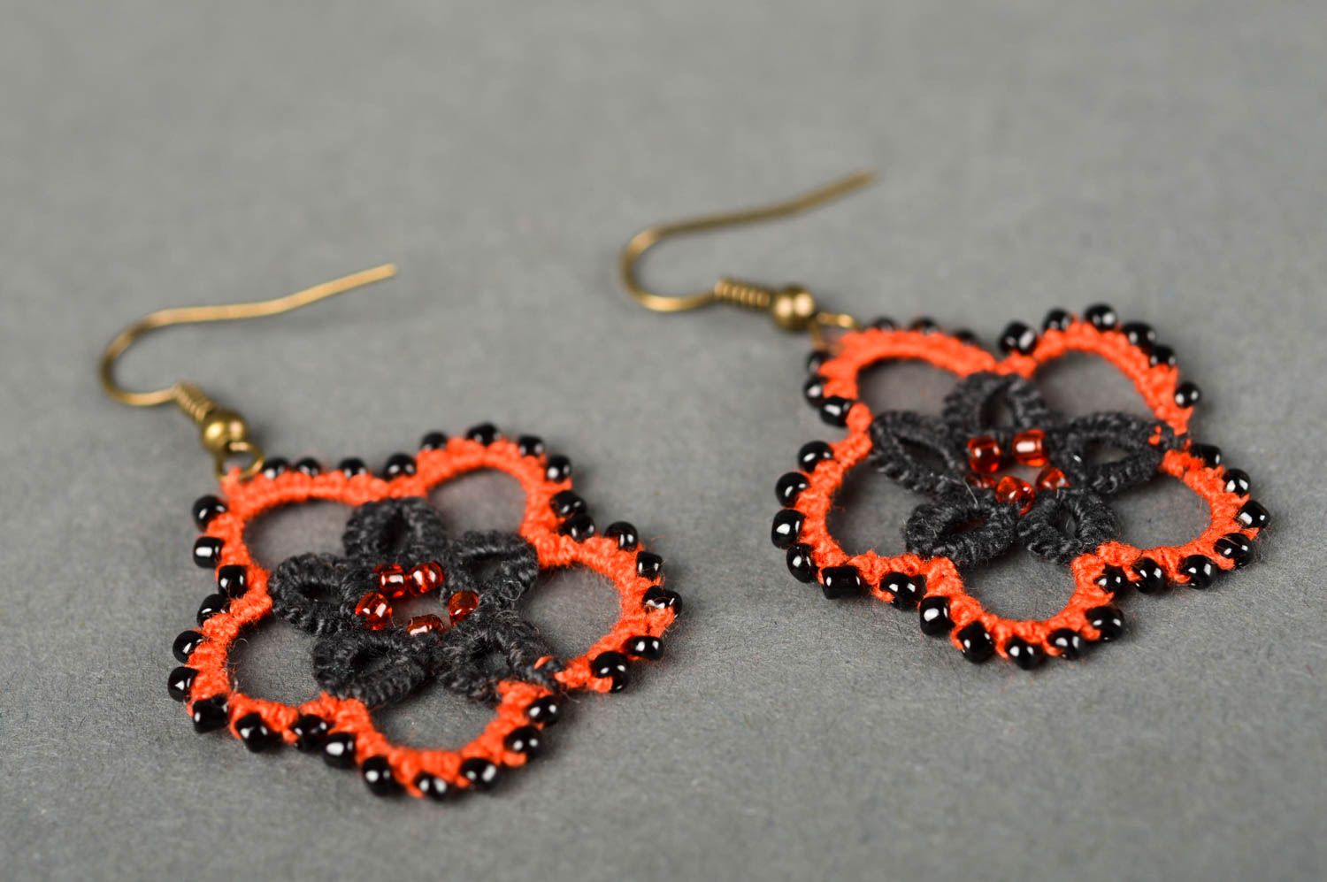 Handmade Glasperlen Ohrringe orange Blumen Occhi Schmuck Accessoire für Frauen  foto 2