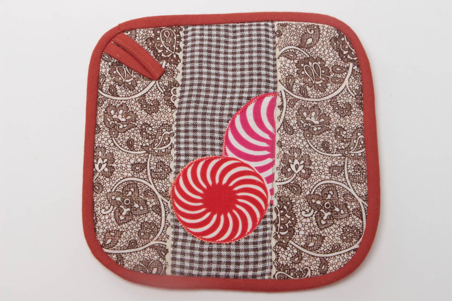 Kitchen hot pot holder of rectangular shape made of cotton and batting hand made photo 2