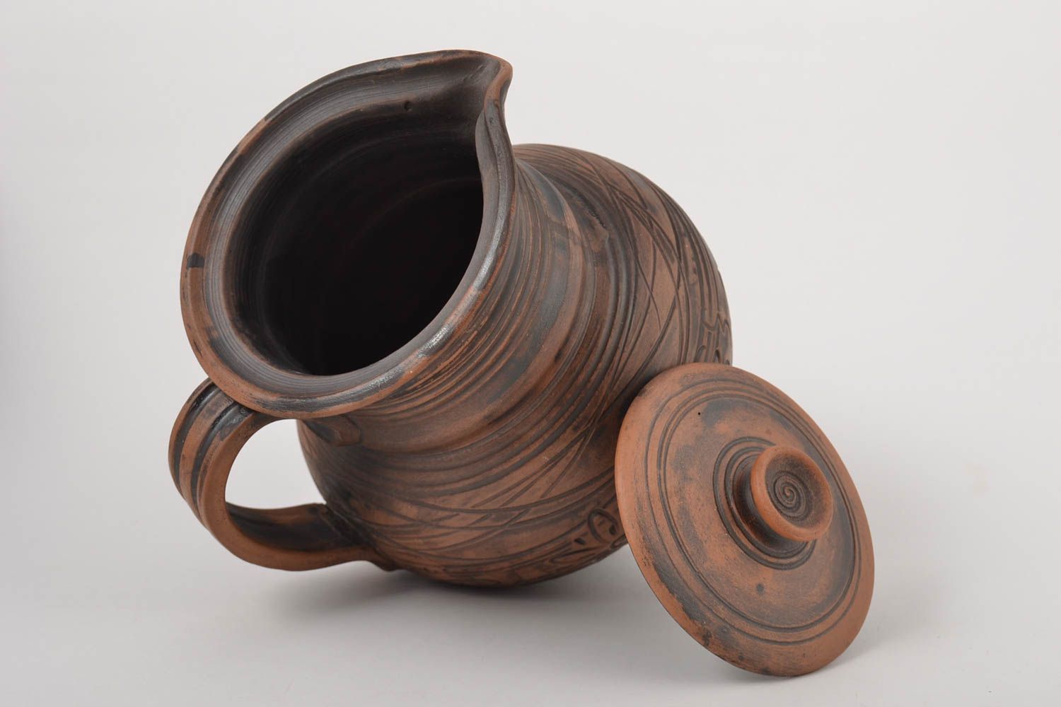 Jarro de cerámica hecho a mano vajilla de barro accesorio de cocina ecológico foto 4