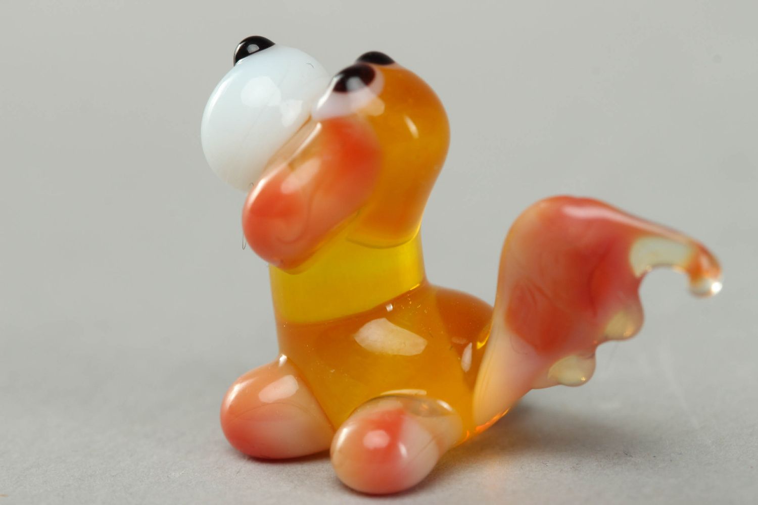 Стеклянная фигурка в технике лэмпворк ручной работы Собачка рыжая фото 3